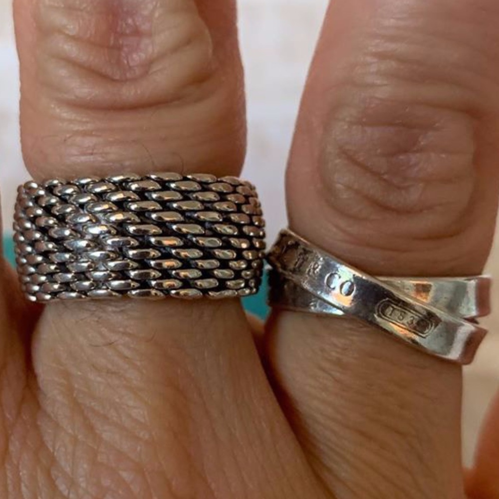 Authentic Tiffany Mesh Ring and Interlocking Ring